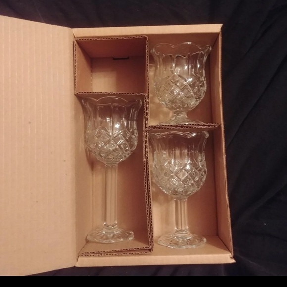 Set Of 3 Glass Stem Candle Holders Nwt